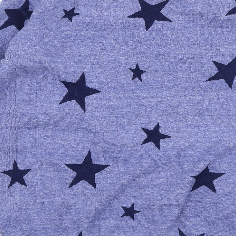 Marks and Spencer Womens Blue Boat Neck Cotton Pullover Jumper Size S - Stars