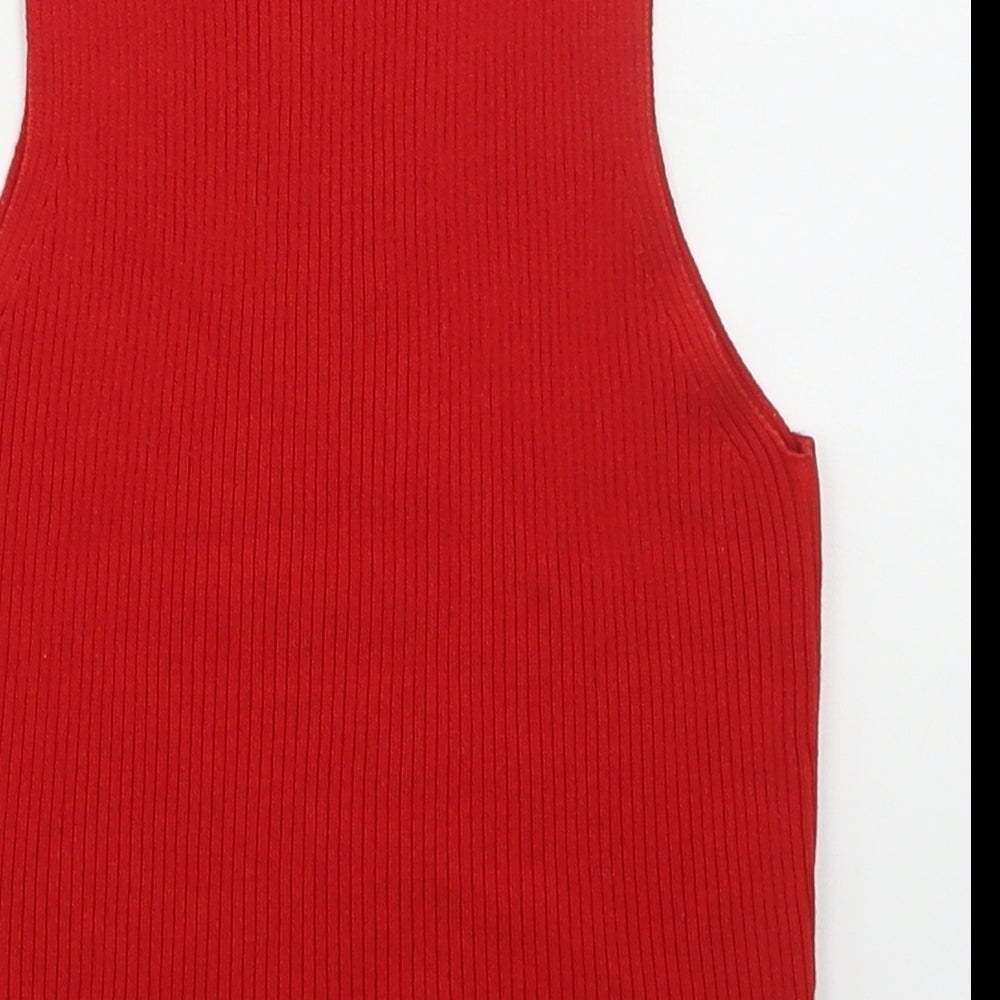 SheIn Girls Red Mock Neck Acrylic Vest Jumper Size 12 Years Pullover - Cut Out