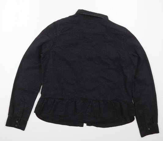 NEXT Womens Grey Polyester Basic Button-Up Size 14 Collared