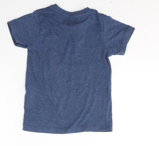 URBN DEPT Boys Blue Cotton Basic T-Shirt Size 4 Years Round Neck Pullover