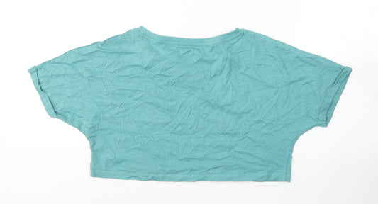 Very Girls Blue Cotton Cropped T-Shirt Size 9 Years Round Neck Pullover - NYC