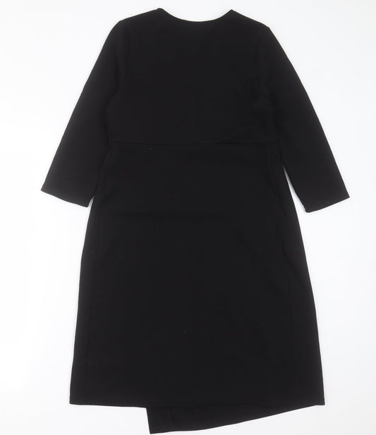 New Look Womens Black Polyester A-Line Size 12 V-Neck Pullover