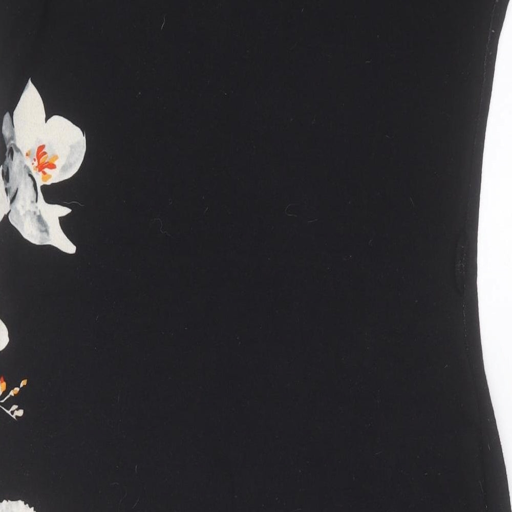 Billie & Blossom Womens Black Floral Polyester A-Line Size 12 Crew Neck Pullover