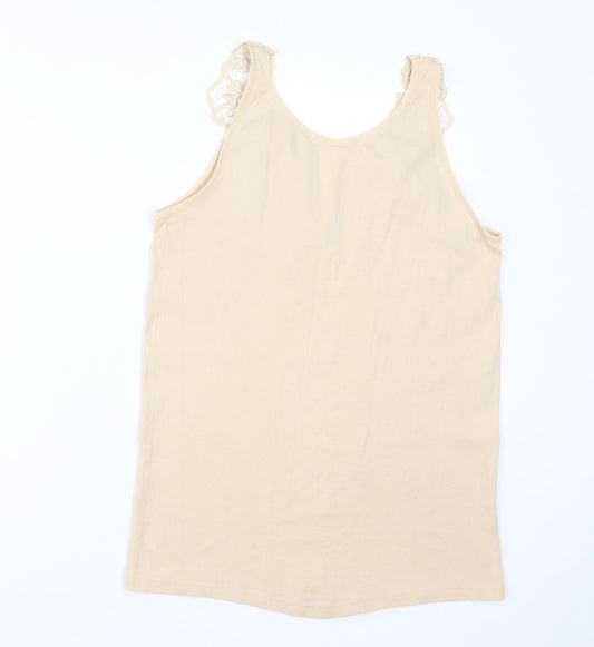 Fathi Womens Beige Cotton Basic Tank Size 6 V-Neck