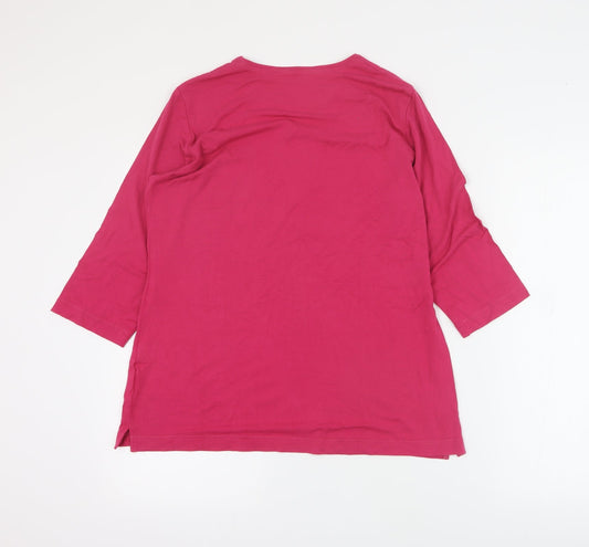 Rabie Womens Pink Viscose Basic T-Shirt Size 14 Round Neck