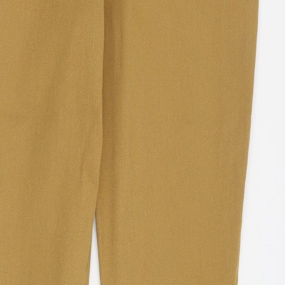 Brand and care label for Pep & Co women’s brown cotton jegging trousers, size UK 12, 27-inch leg regular