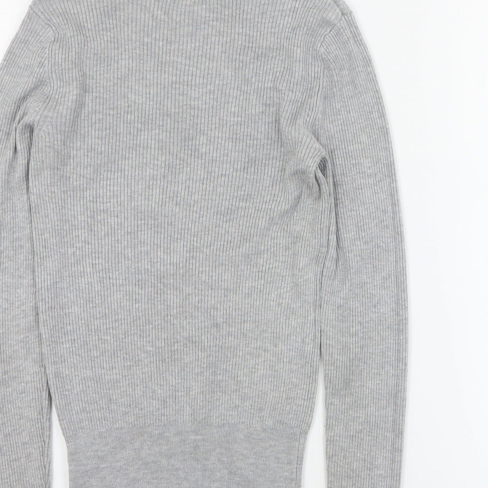 Marks and Spencer Womens Grey Round Neck Viscose Pullover Jumper Size 6