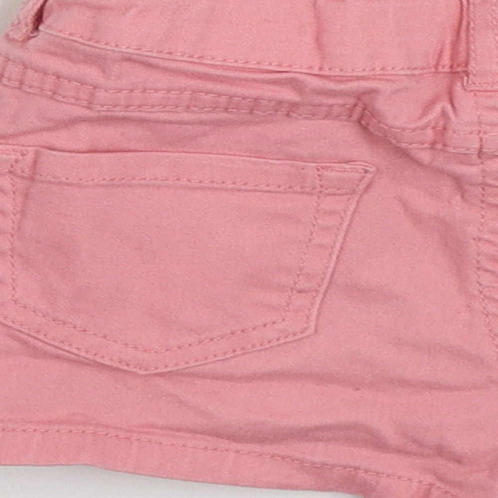 Brand and care label for 356 Denim girls’ pink cotton hot pants shorts, size 5-6, years slim