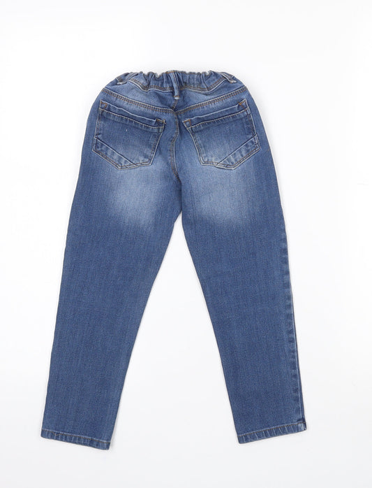 Dunnes Stores Girls Blue Cotton Tapered Jeans Size 5 Years Regular Zip