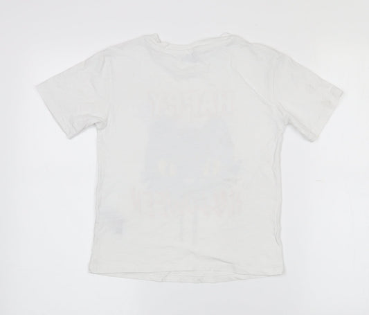 Primark Girls White 100% Cotton Pullover T-Shirt Size 5-6 Years Crew Neck - Halloween