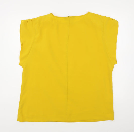 Capsule Womens Yellow Viscose Basic Blouse Size L Boat Neck