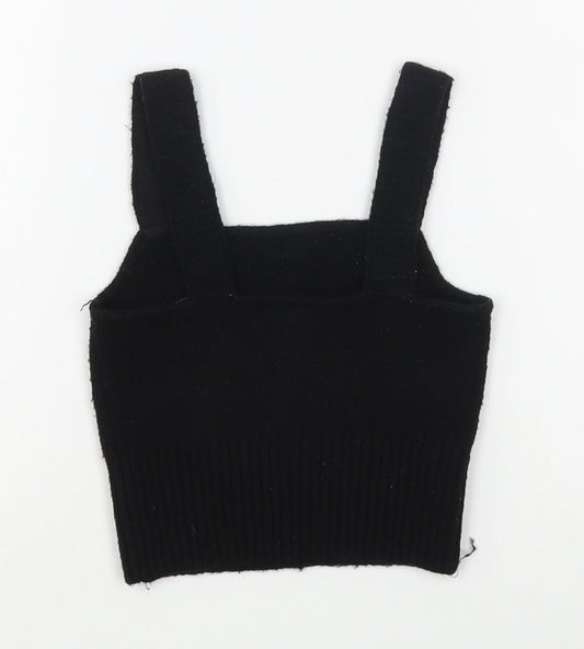 H&M Womens Black Polyester Basic Tank Size XS Square Neck