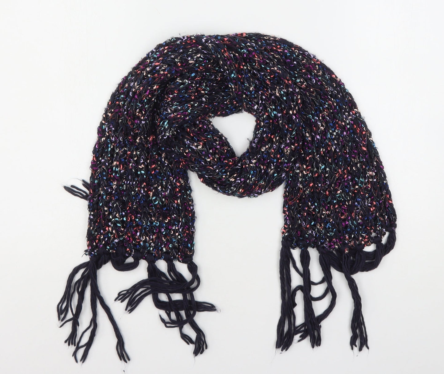 Preworn Womens Multicoloured Striped Polyester Scarf
