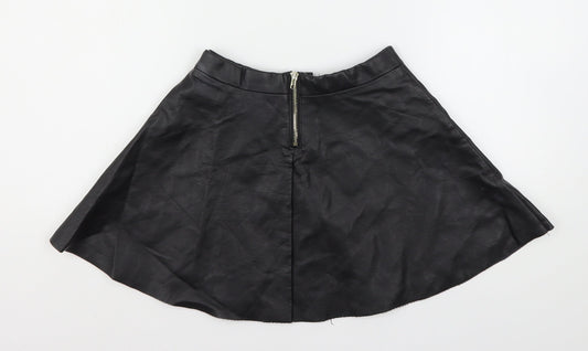 H&M Girls Black Viscose Skater Skirt Size 9-10 Years Regular