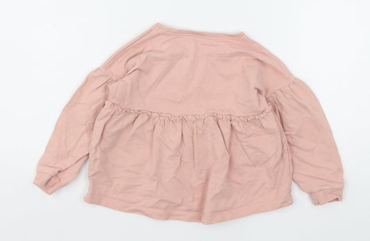 George Girls Pink Cotton Pullover Sweatshirt Size 3-4 Years
