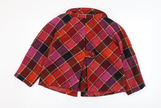 H&M Womens Red Check Jacket Size 10 Button