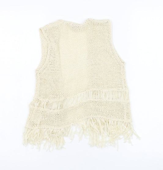 Sophie Girls Ivory Square Neck Acetate Cardigan Jumper Size 10-11 Years
