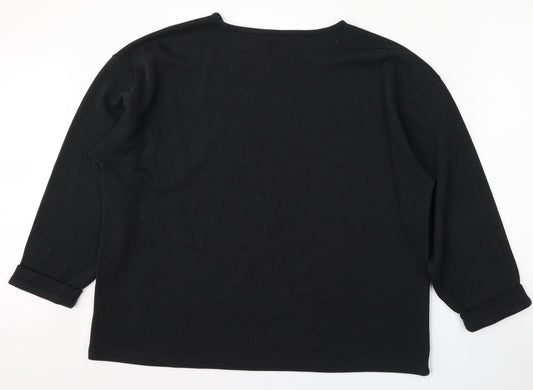DASH Womens Black Polyester Pullover Sweatshirt Size L