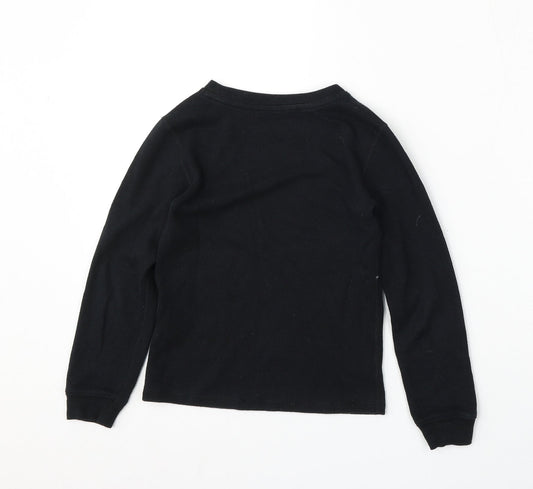 Marks and Spencer Girls Black Cotton Pullover Sweatshirt Size 7-8 Years
