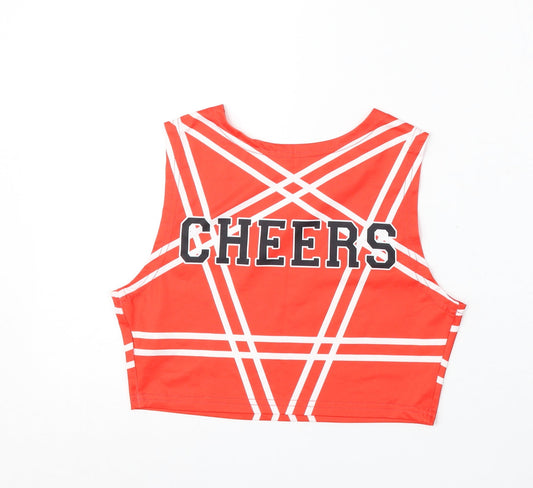Preworn Girls Red Geometric Polyester Basic Tank Size S Round Neck - Cheerleading