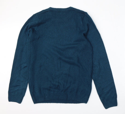 Marks and Spencer Mens Blue Round Neck Polyester Pullover Jumper Size S