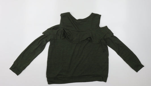 Select Womens Green Polyester Basic Blouse Size 16 Round Neck