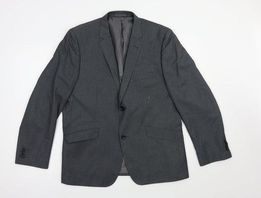 Butler & Webb Mens Grey Striped Jacket Blazer Size 42 Button
