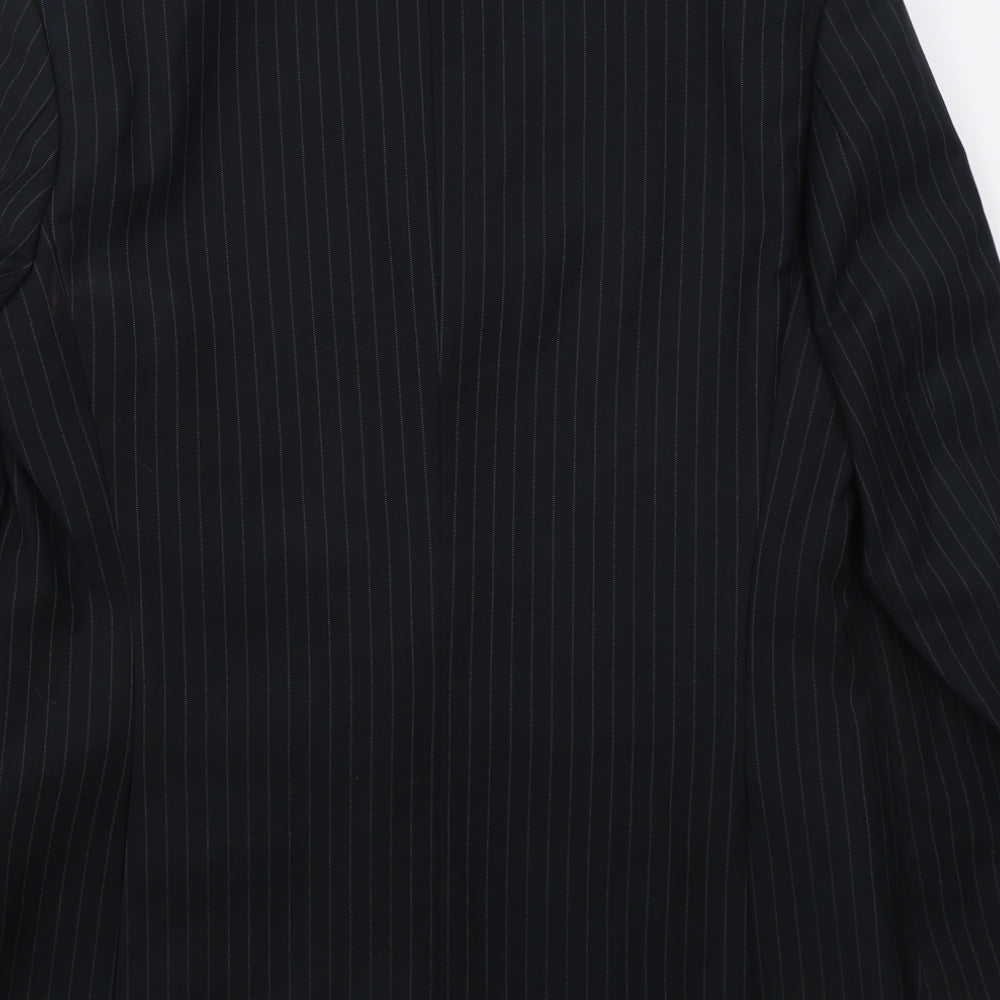 F&F Mens Blue Striped Polyester Jacket Suit Jacket Size 36