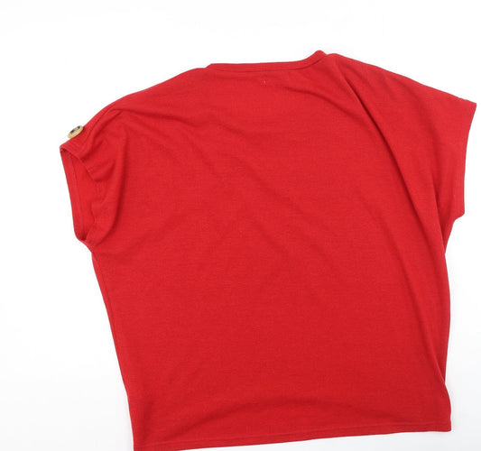 Apricot Womens Red Polyester Basic T-Shirt Size 12 Round Neck