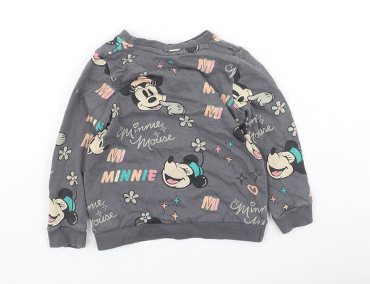 George Boys Grey Round Neck Cotton Pullover Jumper Size 2-3 Years - Minnie Mouse