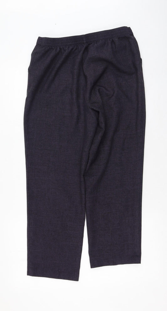 Marks and Spencer Womens Blue Polyester Trousers Size 4 L26 in Regular