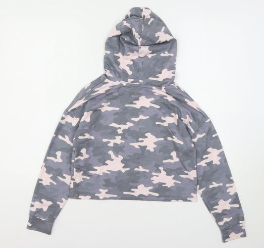 Primark Girls Multicoloured Camouflage Polyester Pullover Hoodie Size 11-12 Years - Cropped