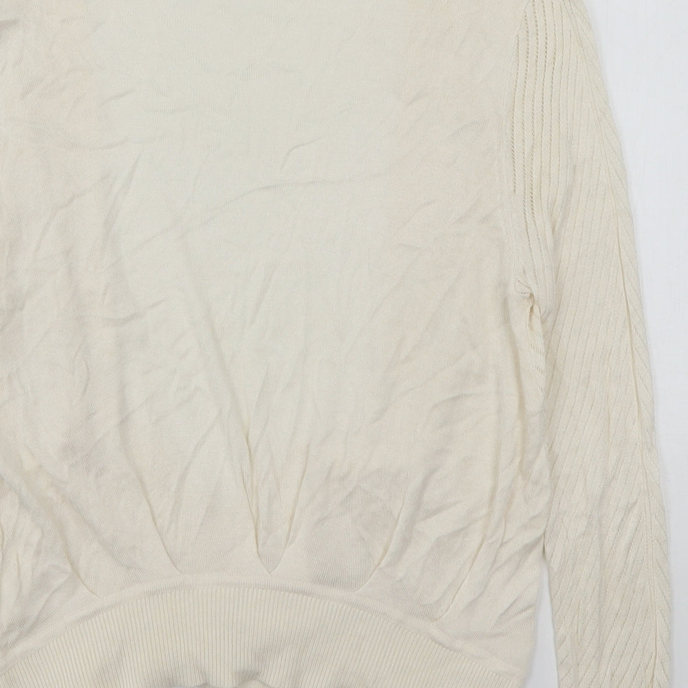 H&M Womens Beige V-Neck Polyester Cardigan Jumper Size M