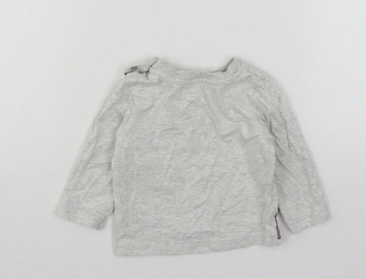 Nutmeg Boys Grey Cotton Basic T-Shirt Size 6-9 Months Round Neck - Animal Print