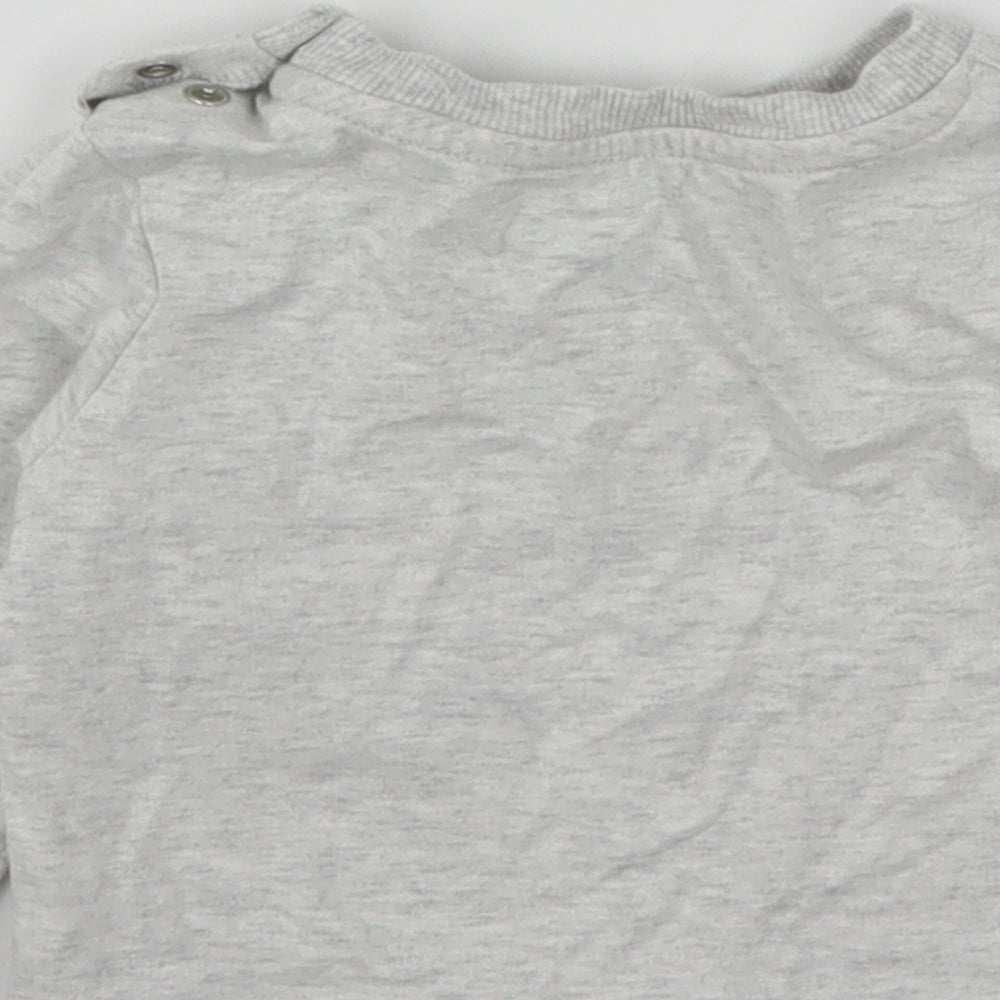 Nutmeg Boys Grey Cotton Basic T-Shirt Size 6-9 Months Round Neck - Animal Print