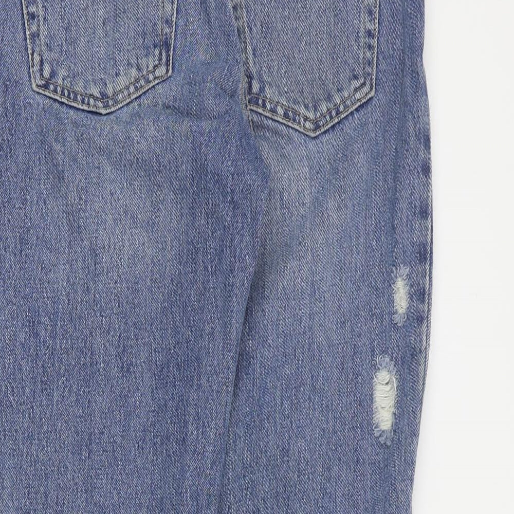 Topshop Womens Blue Cotton Boyfriend Jeans Size 25 in L28 in Regular Zip
