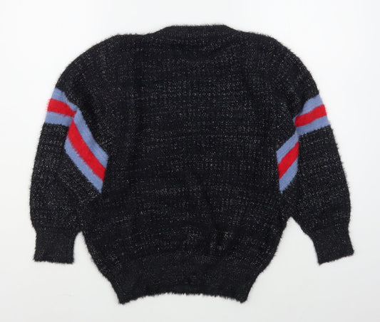 DK Womens Black Round Neck  Polyester Pullover Jumper Size L