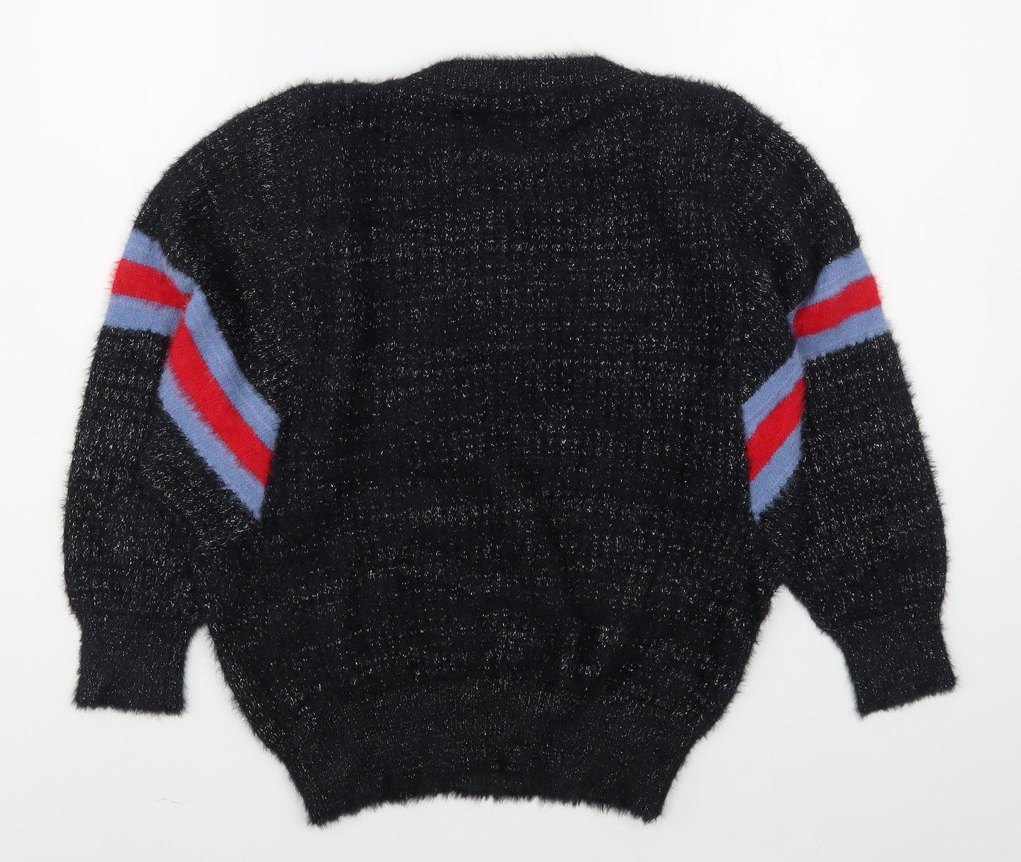 DK Womens Black Round Neck  Polyester Pullover Jumper Size L