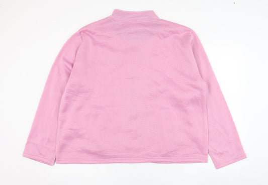 Anne De Lancay Womens Pink Polyester Full Zip Sweatshirt Size 22 Zip - Flower