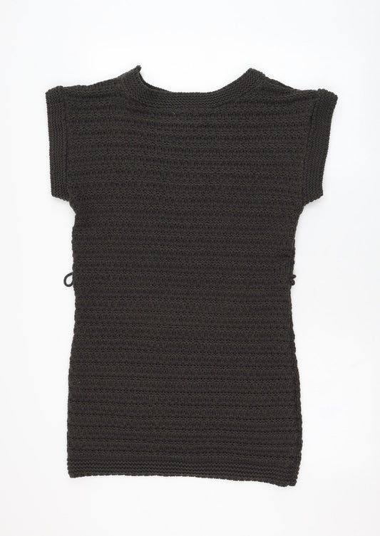 Therapy Womens Grey Acrylic Jumper Dress Size 12 Round Neck Pullover
