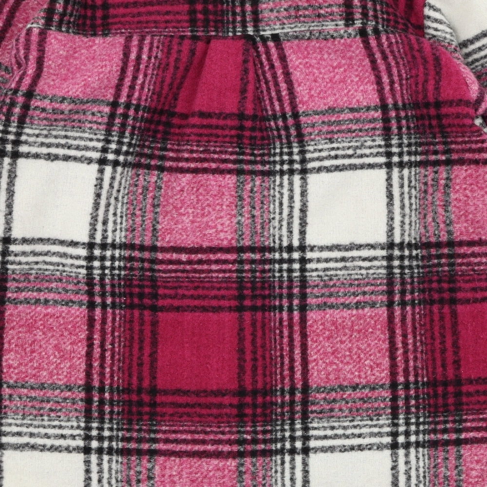 Boohoo Womens Pink Check Overcoat Coat Size 8 Button