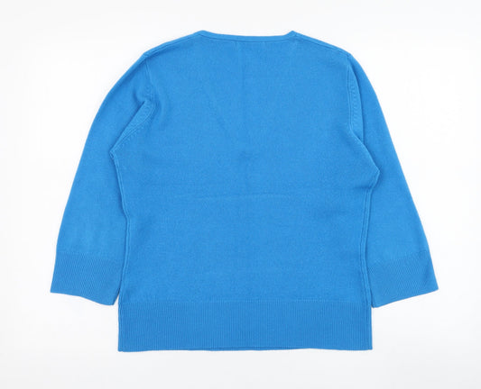 M&Co Womens Blue Acrylic Pullover Sweatshirt Size M Pullover
