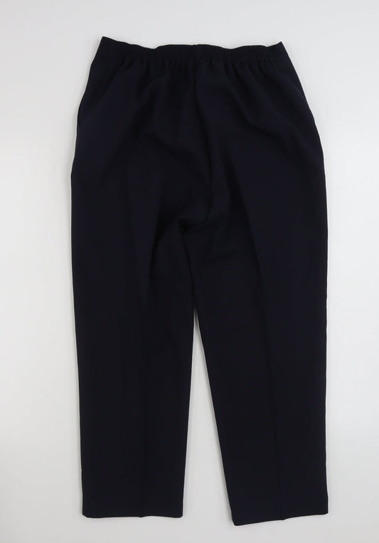 JD WILLIAMS Womens Blue Polyester Trousers Size 14 L25 in Regular