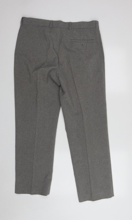 BHS Mens Grey Polyester Trousers Size 34 in L28 in Regular Zip