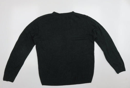 Matalan Mens Green V-Neck Acrylic Pullover Jumper Size L