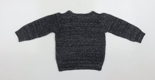 Little Rebel Girls Blue Round Neck Acrylic Pullover Jumper Size 2 Years