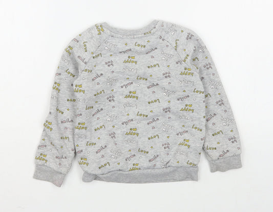 Primark Girls Grey Geometric Cotton Pullover Sweatshirt Size 2-3 Years Pullover