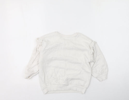 George Girls White Cotton Pullover Sweatshirt Size 3-4 Years