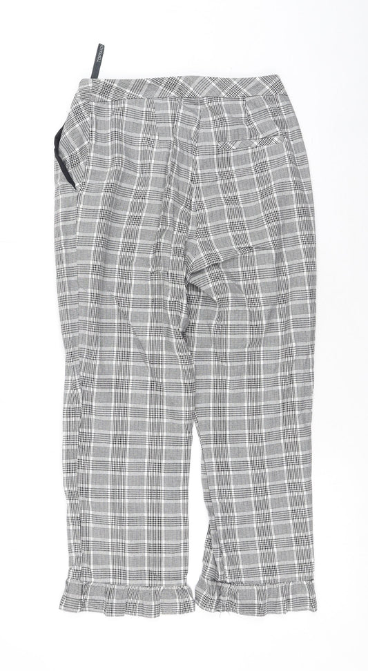 Topshop Womens Grey Plaid Cotton Trousers Size 8 L20 in Regular
