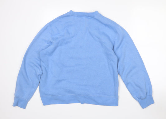 Preworn Womens Blue Floral Polyester Pullover Sweatshirt Size L - L/XL